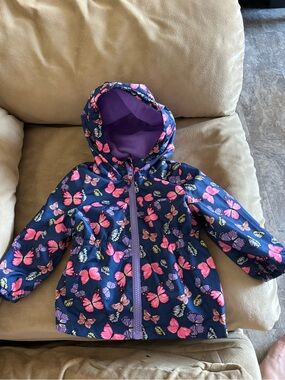 George Navy Jacket with Pink and Purple Butterfly Accents